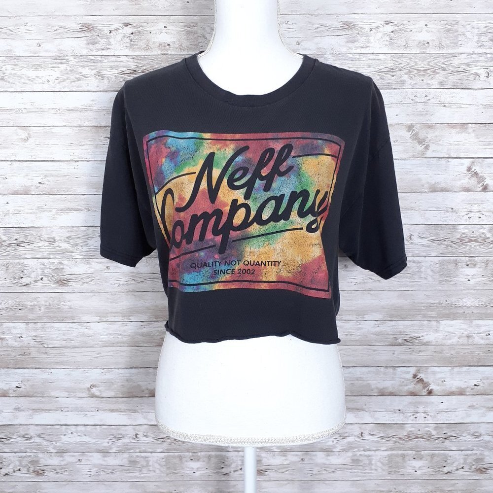 Neff Womens Cropped Tee L Short Sleeved Tie Dye Logo 519